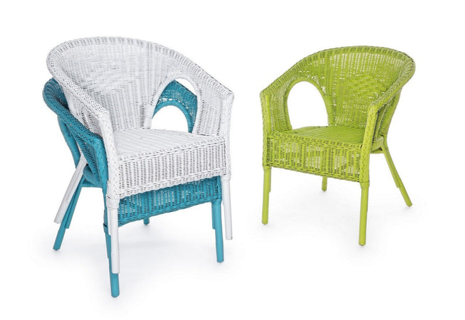 Poltrona "Allis" con braccioli, struttura in rattan, impilabile, per esterno