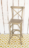 Sgabello da bar Cross per interno, Struttura In Legno Di Olmo, 50 x 52 x 118 cm