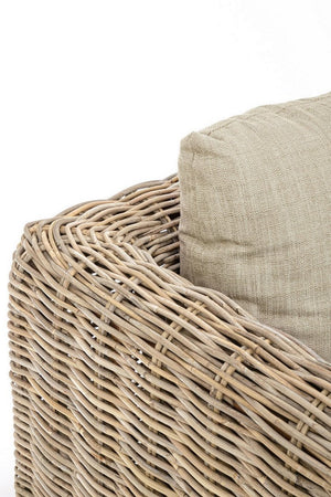 Poltrona "Fortaleza" con struttura in legno di mango e rattan, con braccioli, per esterno