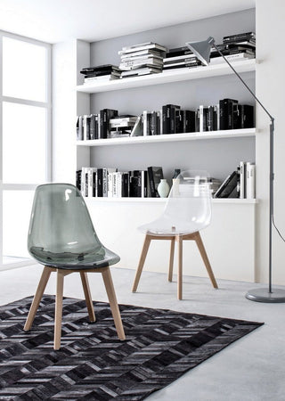 Sedia "Easy" con seduta e schienale in policarbonato, per arredo interno 52 x 47 x h 82 cm