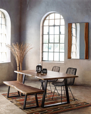 Panca "Artur" per interno, con Struttura In Legno Di Acacia, da 178x45x45h cm