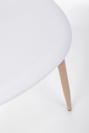 Sedia "Mandy" con gambe in acciaio verniciate effetto legno naturale, per arredo interno 53 x 46 x h 82 cm