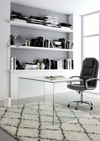 Poltrona "Dehli" da ufficio ergonomica, rivestimento in similpelle con braccioli e ruote