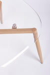 Sedia Mandy con gambe in acciaio verniciate effetto legno naturale, per arredo interno 53 x 46 x h 82 cm
