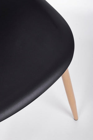 Sedia "Mandy" con gambe in acciaio verniciate effetto legno naturale, per arredo interno 53 x 46 x h 82 cm