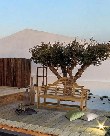 Panchina da giardino "Veradero" in legno di Teak, con braccioli, per esterno e veranda