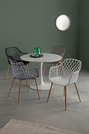 Sedia "Optik" con gambe in acciaio verniciate, per arredo interno 58 x 54 x h 85,5 cm