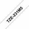 Brother TZE-231M5 nastro per etichettatrice Nero su bianco (Brother Black On White Label Tape 12mm x 8m [Pack x 5] - TZE231M5)