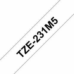 Brother TZE-231M5 nastro per etichettatrice Nero su bianco (Brother Black On White Label Tape 12mm x 8m [Pack x 5] - TZE231M5)