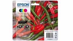 Epson 503 cartuccia d'inchiostro 4 pz Originale Resa standard Nero, Ciano, Magenta, Giallo (Epson Chillies 503 Black Cyan Magenta Yellow Standard Capacity Ink Cartridge Multipack 4.6ml + 3 x 3.3ml [P