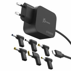 j5create JUP1565DCE-EN Caricabatterie per dispositivi mobili Universale Nero AC Interno (67W GAN PD USB-C MINI CHARGER - 6 TYPES OF DC CONNECTOR)