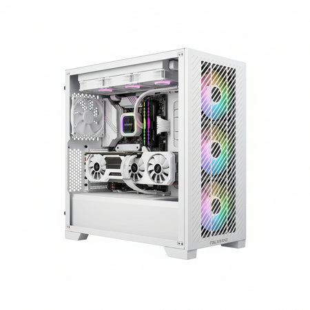 Cooler Master Elite 301 White Mini Tower Bianco (Cooler Master Elite 301 Gaming Case w/ Glass Side, Micro ATX, 3x ARGB Fans, PSU Shroud, Intake Grill, USB-C, White)