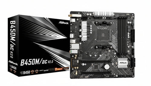 Asrock B450M/ac R2.0 AMD B450 Socket AM4 micro ATX (ASRock B450M/ac R2.0 Super Alloy AM4 Socket Motherboard, Micro ATX, 4x DDR4 Slots, 1 x M.2 Socket, GbE LAN, 1x HDMI Port)