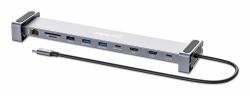 Manhattan 190398 replicatore di porte e docking station per laptop Cablato USB 3.2 Gen 1 [3.1 Gen 1] Type-C Grigio (MANHATTAN 10-in-1 4K USB-C PD Dockings)