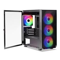 Tecware Forge M Omni Micro-ATX Case - Key-Lockable Tempered Glass, High-Airflow Mesh Front, 4 x 120mm Fans Pre-Installed, mATX/ITX Support, Black
