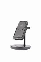 Deltaco QI-1045 Caricabatterie per dispositivi mobili Auricolare, Smartphone, Orologio intelligente Nero USB Carica wireless Interno (3-in-1 magnetic wireless charger with)