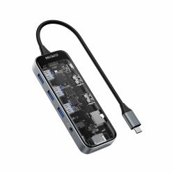 Deltaco USBC-HDMI30 hub di interfaccia USB tipo-C 5000 Mbit/s Nero, Grigio, Trasparente (Transparent USB-C docking station, dua)