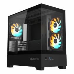 GIGABYTE C201 PANORAMIC Case per PC  Mid Tower, m-ATX, supporto per radiatore da 360 mm, 3 ventole preinstallate, USB 3.0, compatibile con RGB Fusion (CASE C201 PANORAMIC ATX)