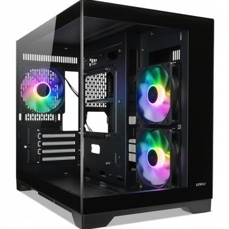 TecWare VXN Evo mATX PC Case, Dual-Chamber Glass Design, 3 x ARGB Fans Included, Massive Cooling Support [Up to 360mm Radiator], Tool-Free Panels, USB-C, Black