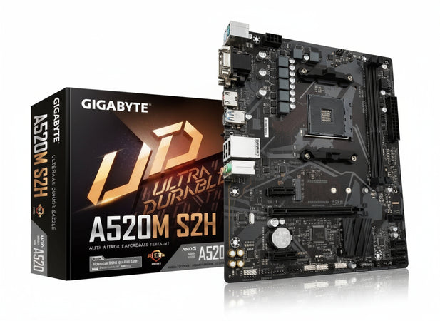 GIGABYTE Scheda madre A520M S2H - Supporta CPU AMD Ryzen serie 5000 AM4, VRM digitale puro 4+3 fasi, fino a 5100MHz DDR4 [OC], PCIe 3.0 x4 M.2, LAN GbE, USB 3.2 Gen 1 (GIGA A520M S2H AM4/DDR4/?ATX)