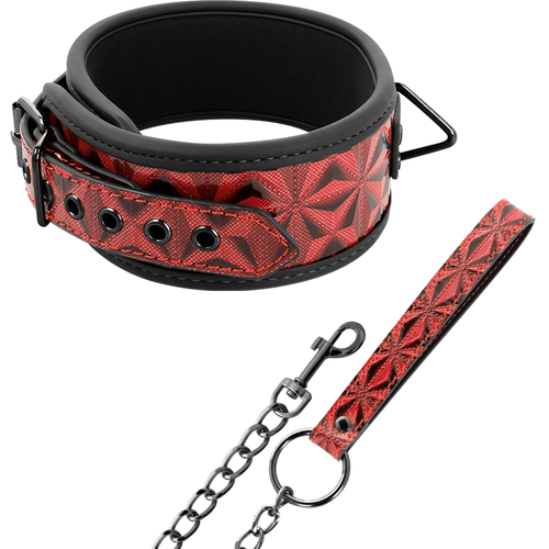 BEGME collare e guinzaglio fetish in morbido neoprene colore rosso e nero