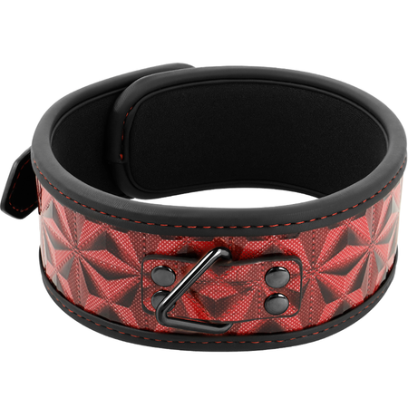 BEGME collare e guinzaglio fetish in morbido neoprene colore rosso e nero
