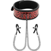 BEGME collare con pinze per capezzoli fetish in morbido neoprene colore rosso e nero