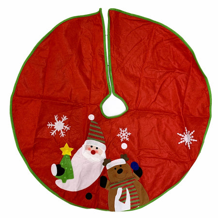 Copri base in panno Rosso per Albero di Natale con disegno tondo da Ø 90 cm