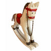 Statuetta Cavallo a dondolo con colori natalizi in legno h 15 cm