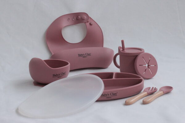 Set Pappa Silicone 9 Pezzi Rosa Baby's Clan