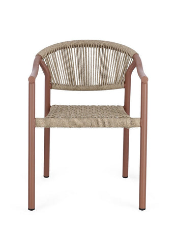 Sedia "Canarias" struttura in alluminio, intreccio in fibra sintetica, per interni ed esterni