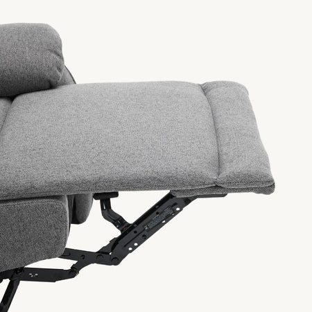 Divano "Andromeda" con doppio recliner manuale e rivestimento in tessuto grigio per interno