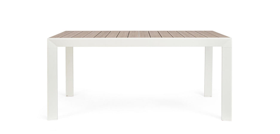 Tavolo "Belmar" allungabile con struttura in alluminio, piano con doghe, per arredo interno ed esterno