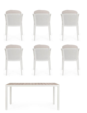 Set tavolo "Ulises" con sedie in alluminio verniciato per interni ed esterni