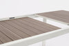 Tavolo Belmar allungabile con struttura in alluminio, piano con doghe, per arredo interno ed esterno