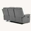 Divano Andromeda con doppio recliner manuale e rivestimento in tessuto grigio per interno