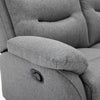 Divano Andromeda con doppio recliner manuale e rivestimento in tessuto grigio per interno