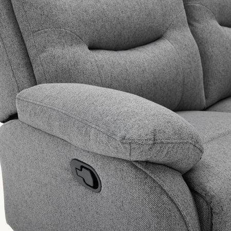 Divano "Andromeda" con doppio recliner manuale e rivestimento in tessuto grigio per interno