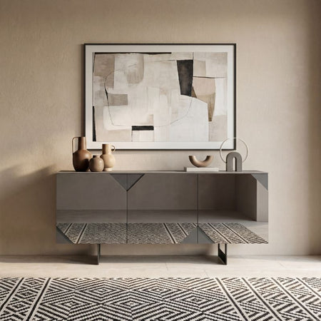 Madia "Carinae" moderna a tre ante specchiate con piede a slitta per interno