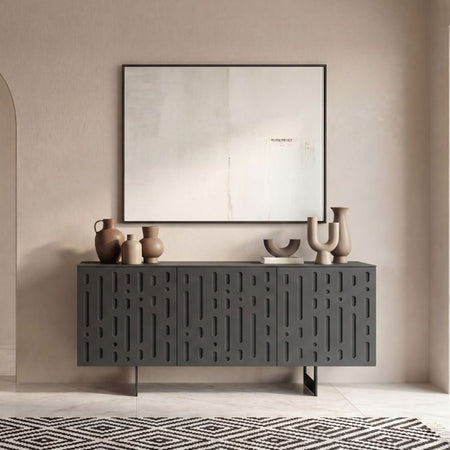 Madia "Lagoon" moderna a tre ante in MDF con piede a slitta per interno