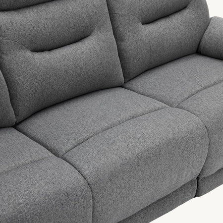 Divano "Andromeda" con doppio recliner manuale e rivestimento in tessuto grigio per interno