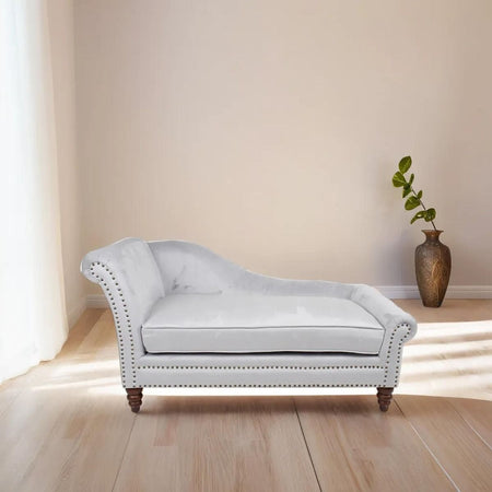 Panchetta "Carina" struttura in legno e rivestimento in tessuto, design classico, per interno e soggiorno