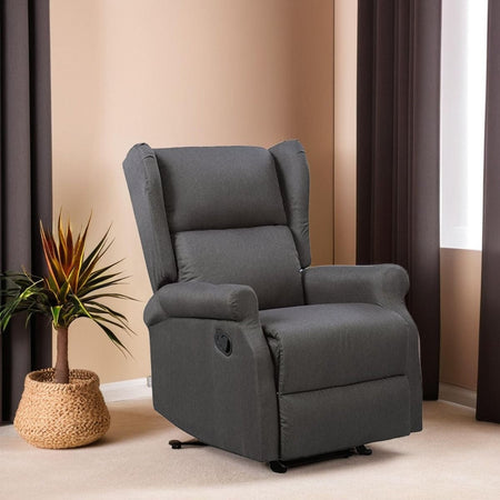 Poltrona "Aquila" con recliner manuale e rivestimento in tessuto per interno