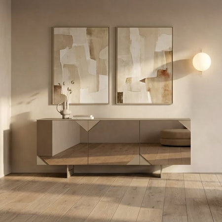 Madia "Carinae" moderna a tre ante specchiate con piede a slitta per interno