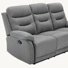 Divano Andromeda con doppio recliner manuale e rivestimento in tessuto grigio per interno