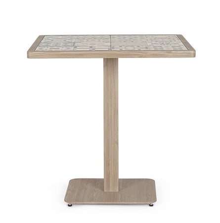 Tavolo "Kalimera" con struttura in alluminio, piano in porcellana, per arredo interno 73 x 73 x h 74 cm