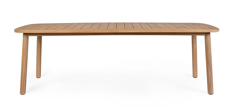 Tavolo "Pablo" con struttura in legno di acacia, finitura olio effetto teak, per arredo interno ed esterno