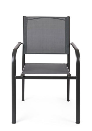 Sedia "Missouri" struttura in acciaio, con seduta e schienale in textilene, per interni ed esterni