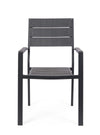 Sedia Sarita struttura in acciaio effetto legno venato, con braccioli, per interni ed esterni