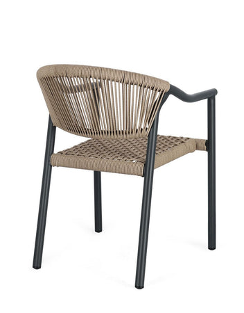Sedia "Canarias" struttura in alluminio, intreccio in fibra sintetica, per interni ed esterni